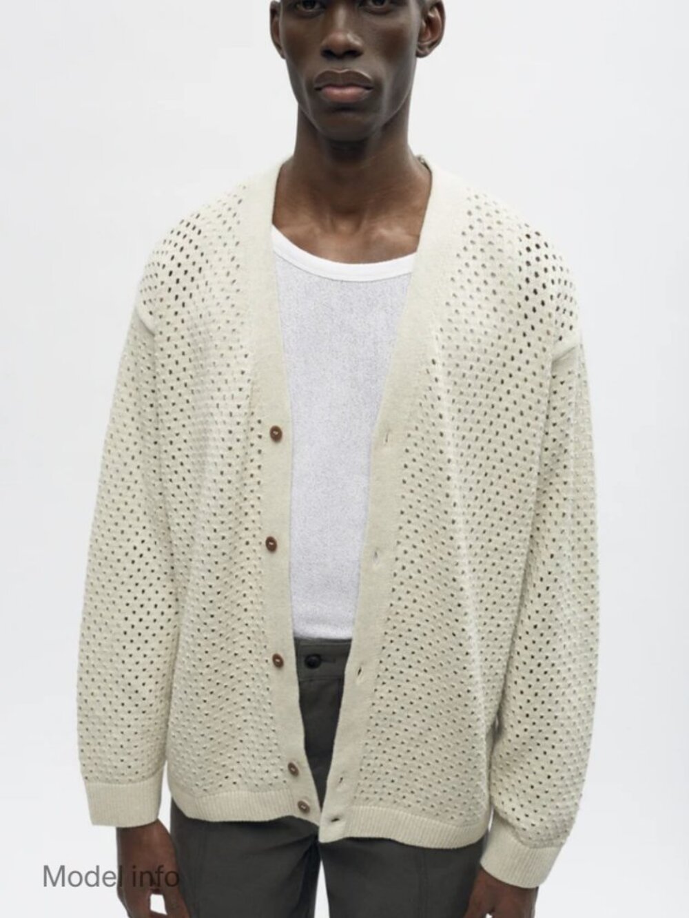 KOTN Men's Mina Cardigan in Oat Melange - Picture 2 of 6